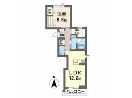  郡山市咲田1丁目SHM(1LDK/3階)の間取り写真