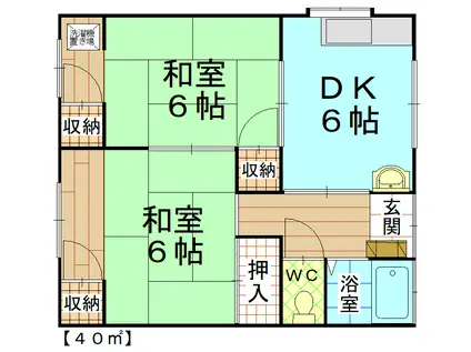 竹山アパート(2DK/3階)の間取り写真