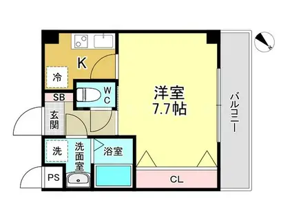 ＪＲ東西線 御幣島駅 徒歩5分 7階建 築17年(1K/4階)の間取り写真