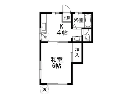 さかえハイツ(1K/1階)の間取り写真