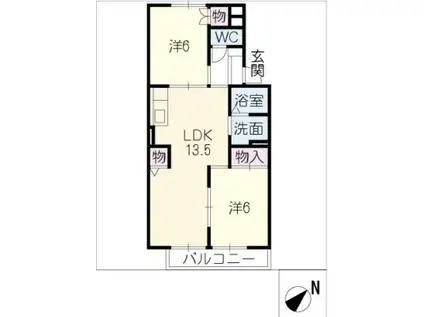 ベルホーム(2LDK/1階)の間取り写真