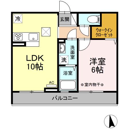 ETERNA東本町I(1LDK/1階)の間取り写真