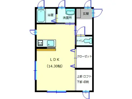 リブライフ(ワンルーム/1階)の間取り写真