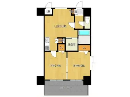 プレスタイル博多イースト(2LDK/8階)の間取り写真