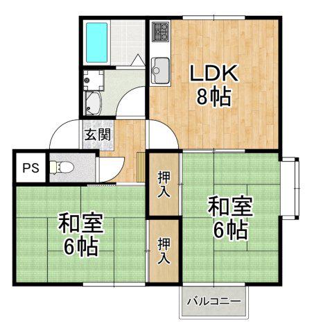ソレイユ(2LDK/2階)の間取り写真