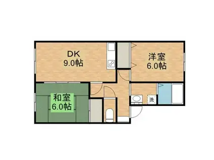 サンシャインプレイスTAKE(2LDK/2階)の間取り写真