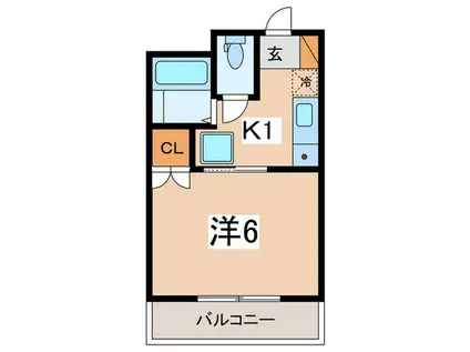 オルタンシア南台(1K/1階)の間取り写真