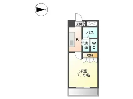 ヒールコート(1K/1階)の間取り写真