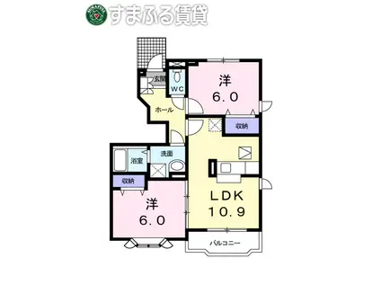 メルヴェイユ(2LDK/1階)の間取り写真