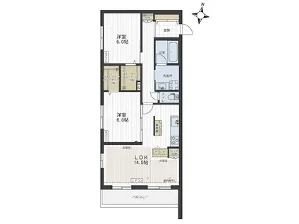 オカバさいたま日進ヘーベルメゾン(2LDK/3階)の間取り写真