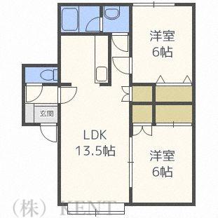 エストラージュ西野壱番館(2LDK/1階)の間取り写真