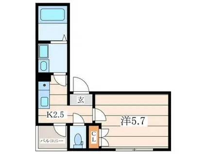 リバーサイド・モーリ(1K/2階)の間取り写真