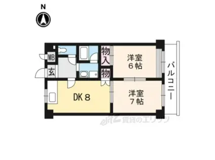 CREST音羽(2LDK/7階)の間取り写真