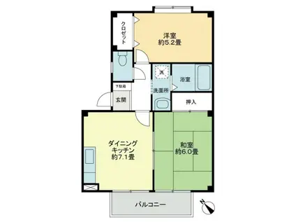 フォブール川津 A棟(2DK/2階)の間取り写真