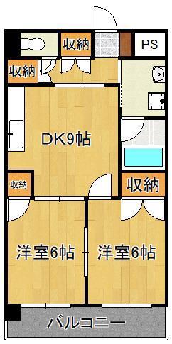 マンションつつみ(2DK/1階)の間取り写真