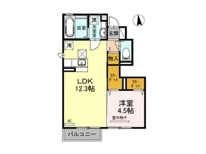 ヴァン・フレ川上(1LDK/1階)の間取り写真