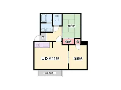 プルミエールガーデン(2LDK/2階)の間取り写真