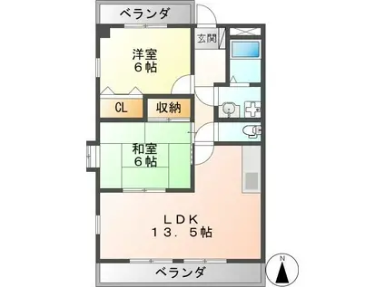 WAVE21(2LDK/4階)の間取り写真