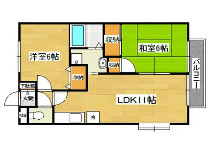レジデンスひまわりA(2LDK/1階)の間取り写真