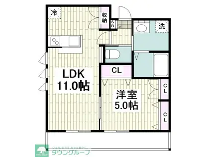 ウィステリア鵠沼(1LDK/2階)の間取り写真