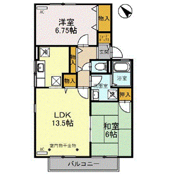 ヴィクトワール(2LDK/1階)の間取り写真