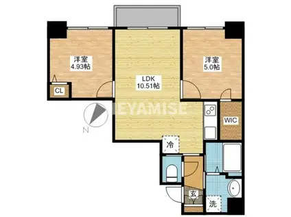 サムティ諏訪神社前(2LDK/5階)の間取り写真