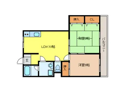 MIマンション(2LDK/3階)の間取り写真