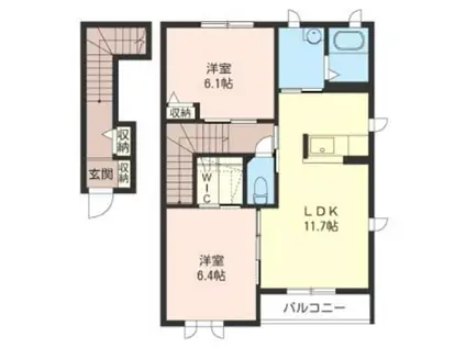 ヒルズコートI(2LDK/2階)の間取り写真