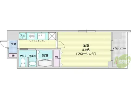 グランカーサ梅田北(1K/9階)の間取り写真