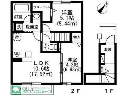 フローラ(2LDK/2階)の間取り写真