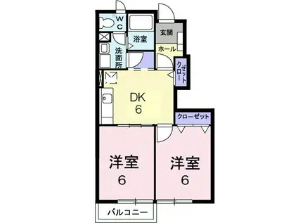 エミネンスA(2DK/1階)の間取り写真