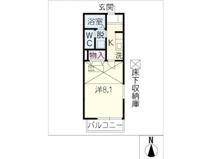 カーサチェルビーノ(1K/1階)の間取り写真