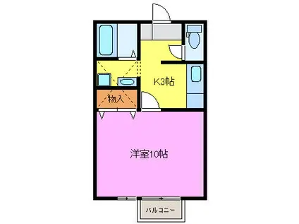 エスペランサ婦中(1K/2階)の間取り写真