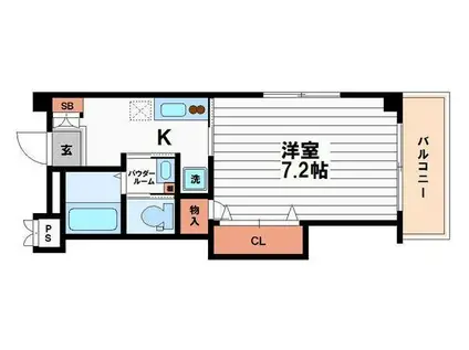 ヒルズ5谷町(1K/4階)の間取り写真