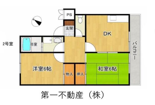 ハイツエスペランサI(2DK/1階)の間取り写真