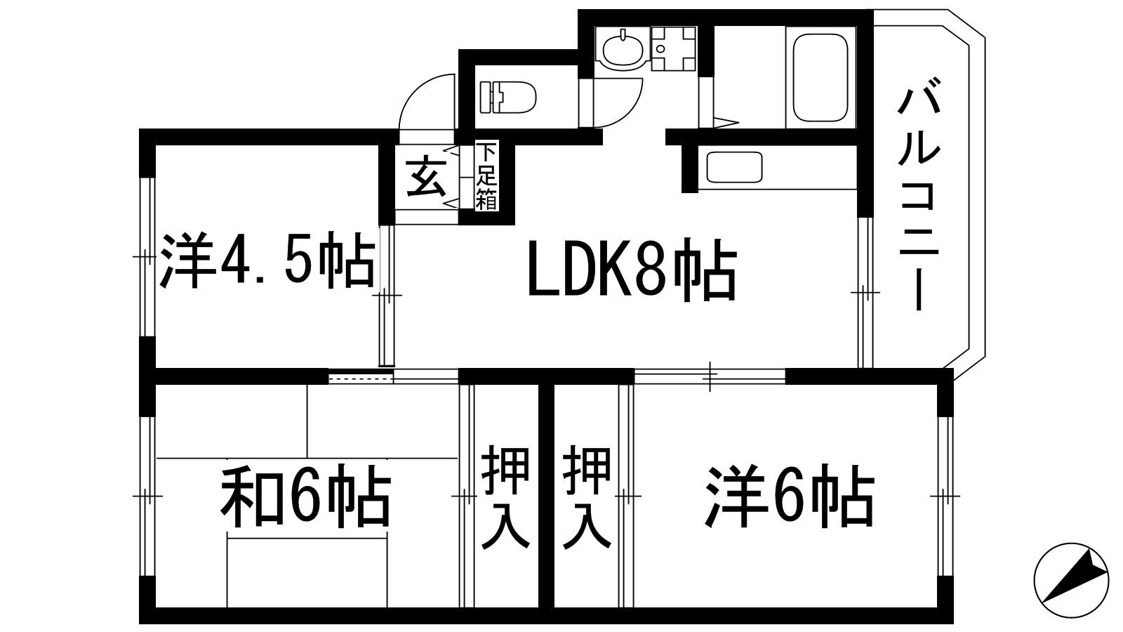 シャンボール八王寺(3LDK/4階)の間取り写真