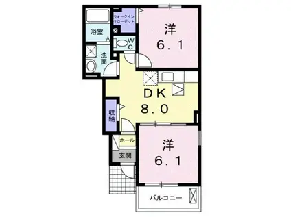 サニープレイスII(2DK/1階)の間取り写真