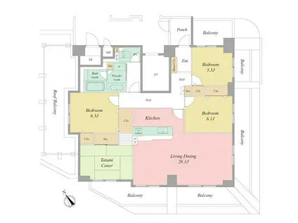 ネオステージ四ツ池公園(4LDK/7階)の間取り写真