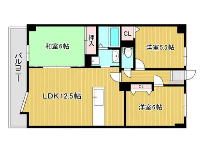 クレセール守恒(3LDK/2階)の間取り写真
