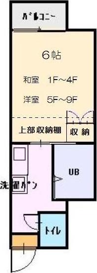 大福マンションII(1K/9階)の間取り写真