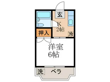 鴨東ハイツ(1K/2階)の間取り写真