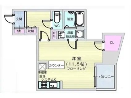 シーズ本町南(ワンルーム/2階)の間取り写真