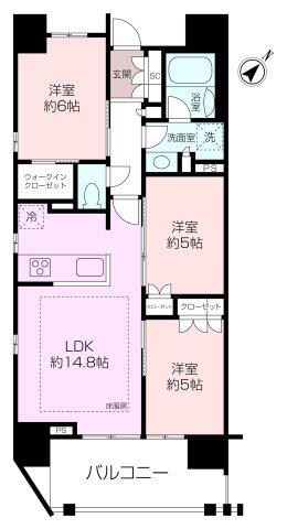 横須賀中央レジデンス(3LDK/8階)の間取り写真