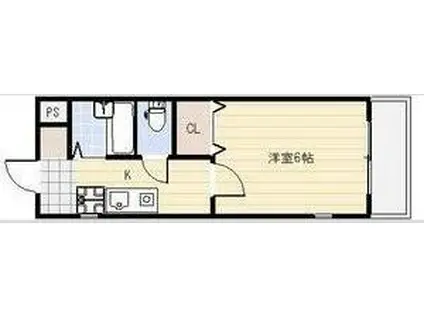 ハピネス・オーク(1K/1階)の間取り写真