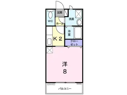ベルオーブ(1K/1階)の間取り写真