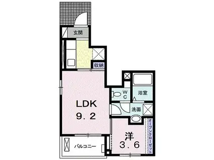 オー リジェール(1LDK/3階)の間取り写真