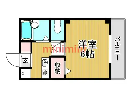 シャンブル南春日丘(1K/2階)の間取り写真