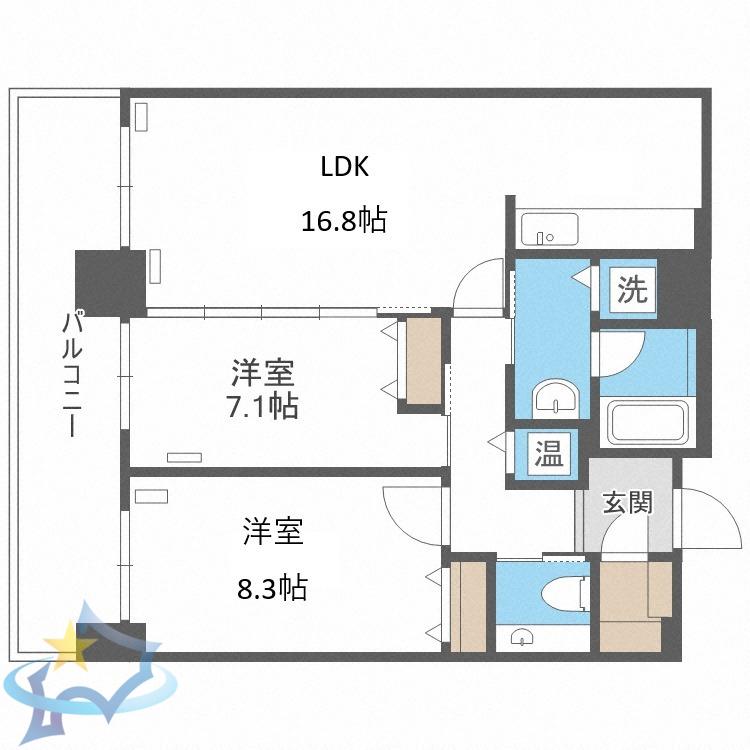 Dグラフォート札幌ステーションタワー(2LDK/37階)の間取り写真