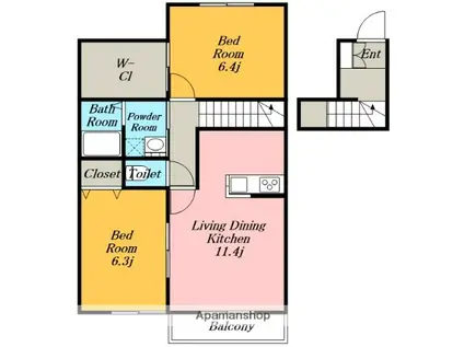 サンパレスI(2LDK/2階)の間取り写真