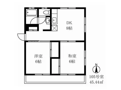 ラ・プラージュIII(2DK/1階)の間取り写真